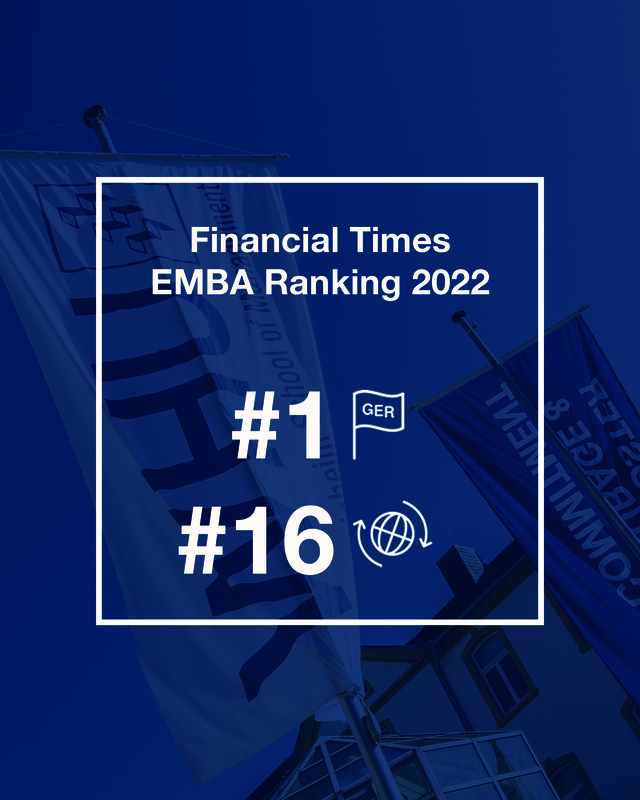 FT EMBA Ranking Kellogg-WHU #1 Germany #16 Worldwide