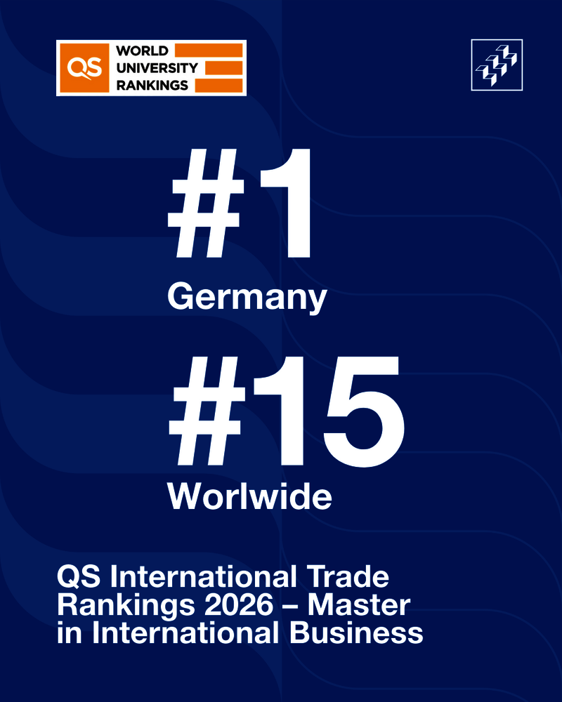 Platz 1 in Deutschland: Master-in-International-Business-Programm baut Position im QS-Ranking weiter aus