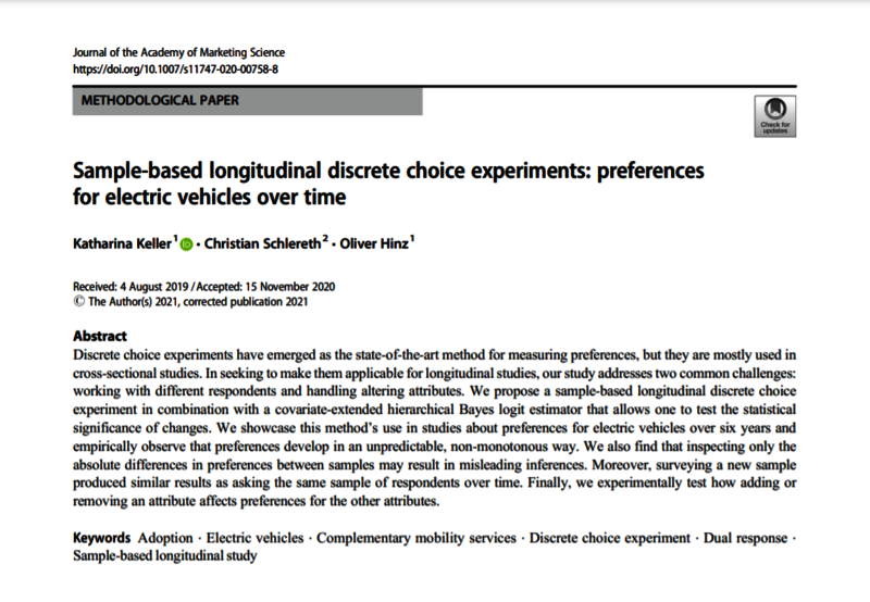 New publication on preferences for electric vehicles